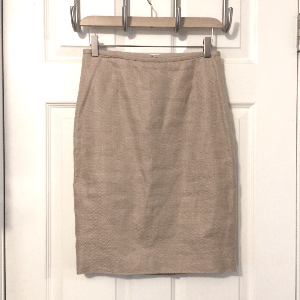 Calvin Klein Linen Blend Tan Beige Tailored Pencil Skirt Sz S - Picture 8 of 8